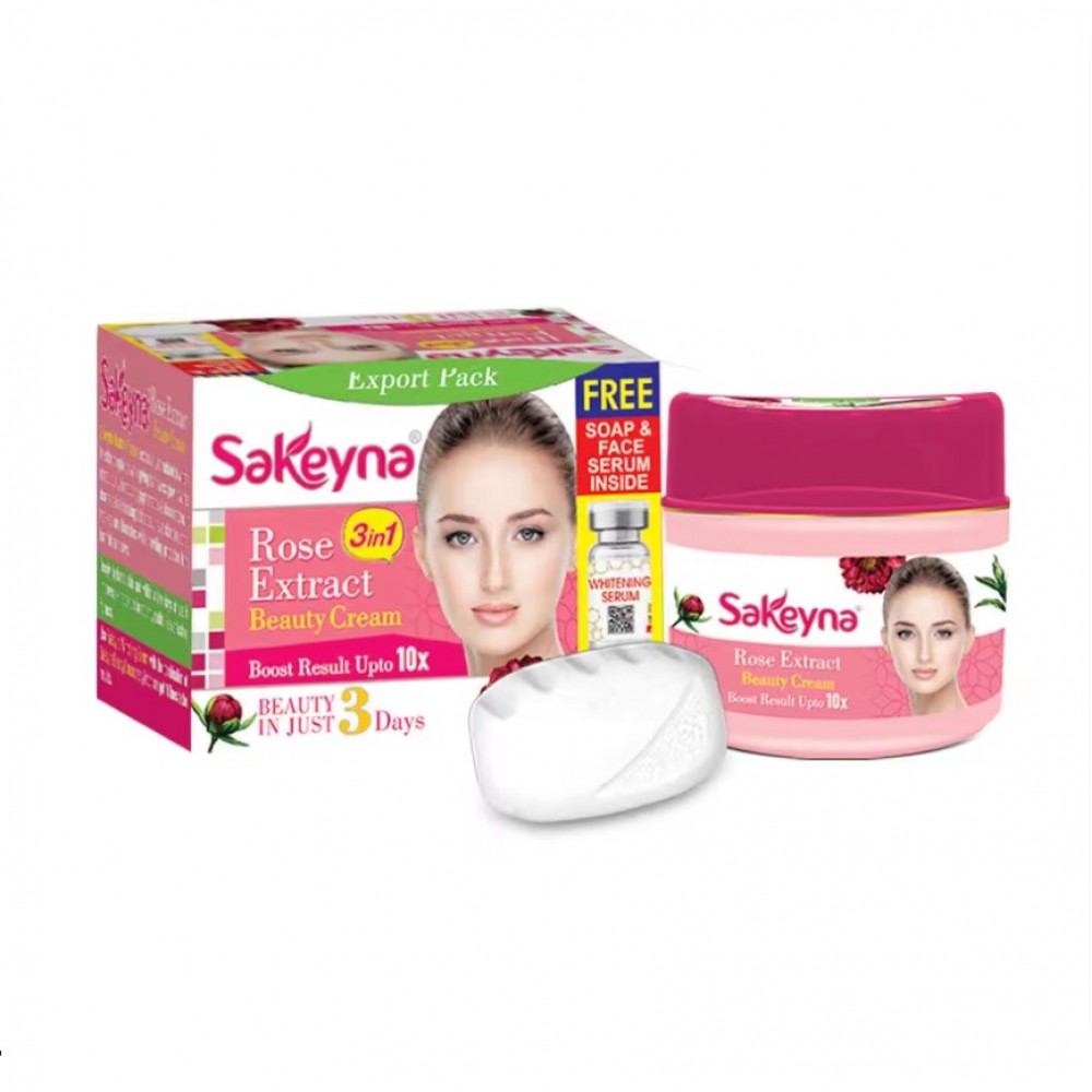 Sakeyna Gül Özlü Güzellik Kremi + Serum ve Sabun Set